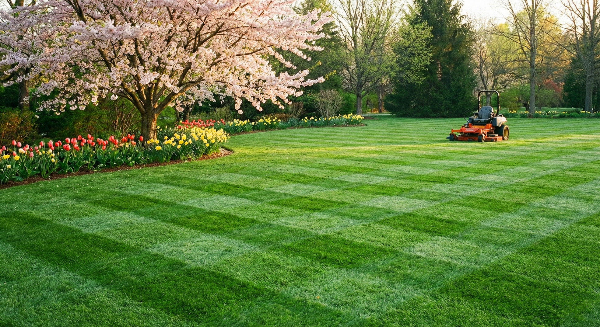 Professional diamond-pattern lawn striping in Mount Airy NC